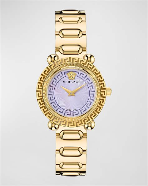 Versace 35mm Greca Time Watch with Bracelet Strap, Yellow 